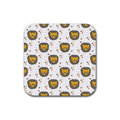 Lion Heads Pattern Design Doodle Rubber Coaster (square) by Mog4mog4