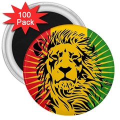 Lion Head Africa Rasta 3  Magnets (100 Pack) by Mog4mog4