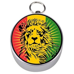 Lion Head Africa Rasta Silver Compasses