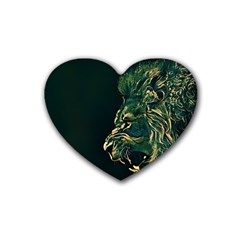 Angry Male Lion Rubber Heart Coaster (4 Pack) by Mog4mog4