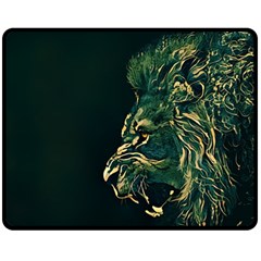 Angry Male Lion Two Sides Fleece Blanket (medium) by Mog4mog4