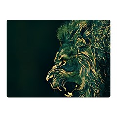 Angry Male Lion Two Sides Premium Plush Fleece Blanket (mini) by Mog4mog4