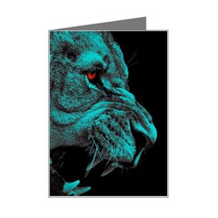 Angry Male Lion Predator Carnivore Mini Greeting Card by Mog4mog4