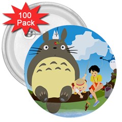 My Neighbor Totoro Totoro 3  Buttons (100 Pack)  by Mog4mog4