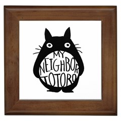 My Neighbor Totoro Black And White Framed Tile by Mog4mog4