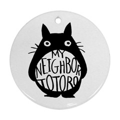 My Neighbor Totoro Black And White Round Ornament (two Sides) by Mog4mog4