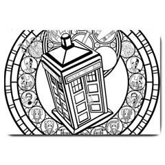 Bad Wolf Tardis Art Drawing Doctor Who Large Doormat by Mog4mog4