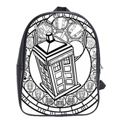 Bad Wolf Tardis Art Drawing Doctor Who School Bag (large) by Mog4mog4