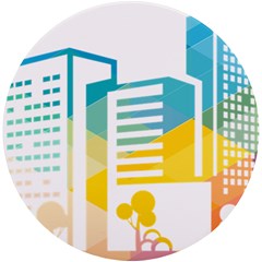 Silhouette Cityscape Building Icon Color City Uv Print Round Tile Coaster by Mog4mog4