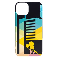 Silhouette Cityscape Building Icon Color City Iphone 14 Black Uv Print Case by Mog4mog4