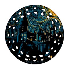 Hogwarts Castle Van Gogh Round Filigree Ornament (two Sides) by Mog4mog4