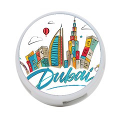 Burj Khalifa Skyline Clip Art Drawing Comic World 4-port Usb Hub (one Side) by Mog4mog4