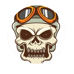 Motorcycle Helmet Skull Clip Art Cranial Skeleton Mini Round Pill Box by Mog4mog4