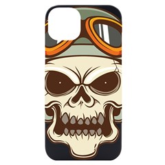 Motorcycle Helmet Skull Clip Art Cranial Skeleton Iphone 14 Plus Black Uv Print Case by Mog4mog4