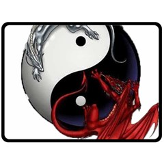 Yin And Yang Chinese Dragon Fleece Blanket (large) by Mog4mog4