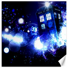Tardis Background Space Canvas 16  X 16  by Mog4mog4