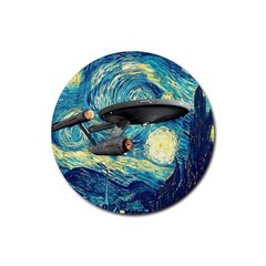 Star Starship The Starry Night Van Gogh Rubber Round Coaster (4 Pack) by Mog4mog4