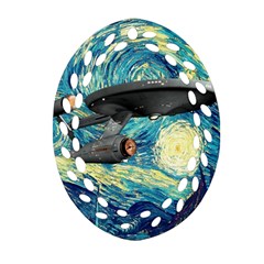 Star Starship The Starry Night Van Gogh Ornament (oval Filigree) by Mog4mog4