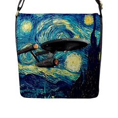 Star Starship The Starry Night Van Gogh Flap Closure Messenger Bag (l) by Mog4mog4