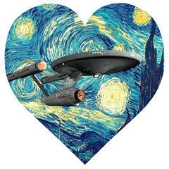 Star Starship The Starry Night Van Gogh Wooden Puzzle Heart by Mog4mog4