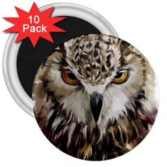 Vector Hand Painted Owl 3  Magnets (10 Pack)  by Mog4mog4