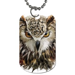 Vector Hand Painted Owl Dog Tag (one Side) by Mog4mog4