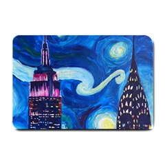 Starry Night In New York Van Gogh Manhattan Chrysler Building And Empire State Building Small Doormat by Mog4mog4