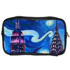 Starry Night In New York Van Gogh Manhattan Chrysler Building And Empire State Building Toiletries Bag (one Side) by Mog4mog4