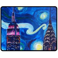 Starry Night In New York Van Gogh Manhattan Chrysler Building And Empire State Building Fleece Blanket (medium) by Mog4mog4