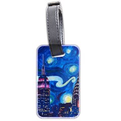 Starry Night In New York Van Gogh Manhattan Chrysler Building And Empire State Building Luggage Tag (two Sides) by Mog4mog4