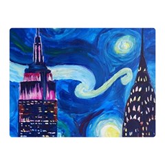 Starry Night In New York Van Gogh Manhattan Chrysler Building And Empire State Building Two Sides Premium Plush Fleece Blanket (mini) by Mog4mog4