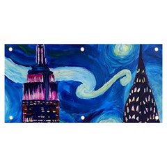 Starry Night In New York Van Gogh Manhattan Chrysler Building And Empire State Building Banner And Sign 6  X 3  by Mog4mog4