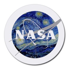 Vincent Van Gogh Starry Night Art Painting Planet Galaxy Round Mousepad by Mog4mog4