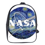 Vincent Van Gogh Starry Night Art Painting Planet Galaxy School Bag (XL) Front
