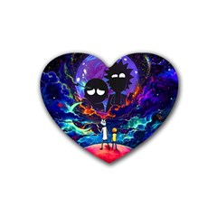 Cartoon Parody In Outer Space Rubber Heart Coaster (4 Pack) by Mog4mog4