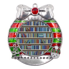 Bookshelf Metal X Mas Ribbon With Red Crystal Round Ornament