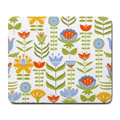 Seamless Pattern With Various Flowers Leaves Folk Motif Large Mousepad by Mog4mog4