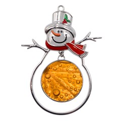 Lime Water Bubbles Macro Light Detail Background Metal Snowman Ornament