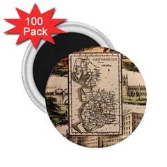Antique Map Railway Lines Railway Train Char 2 25  Magnets (100 Pack)  by Mog4mog4