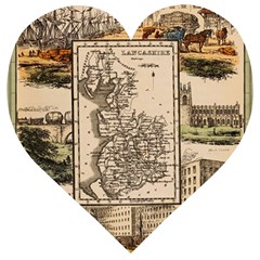 Antique Map Railway Lines Railway Train Char Wooden Puzzle Heart by Mog4mog4