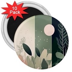 Spring Floral Plants Foliage Minimal Minimalist 3  Magnets (10 Pack)  by Mog4mog4