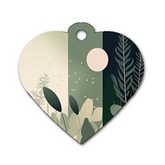 Spring Floral Plants Foliage Minimal Minimalist Dog Tag Heart (two Sides) by Mog4mog4