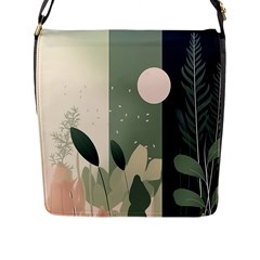 Spring Floral Plants Foliage Minimal Minimalist Flap Closure Messenger Bag (l) by Mog4mog4