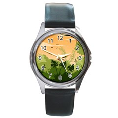 Forest Images Vector Round Metal Watch