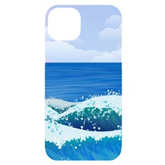 Illustration Landscape Sea Ocean Waves Beach Blue Iphone 14 Plus Black Uv Print Case by Mog4mog4