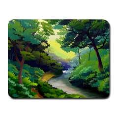 Landscape Illustration Nature Forest River Water Small Mousepad