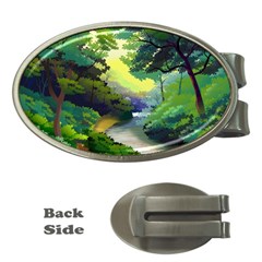 Landscape Illustration Nature Forest River Water Money Clips (oval) 