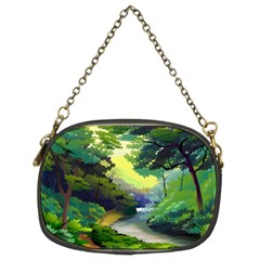 Landscape Illustration Nature Forest River Water Chain Purse (two Sides) by Mog4mog4