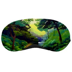 Landscape Illustration Nature Forest River Water Sleeping Mask