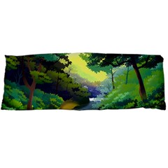 Landscape Illustration Nature Forest River Water Body Pillow Case Dakimakura (two Sides)